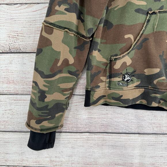 Vintage Fallen Skate Camo Full Zip Removable Hood Hoodie Sweatshirt Mens S Green - Picture 8 of 11